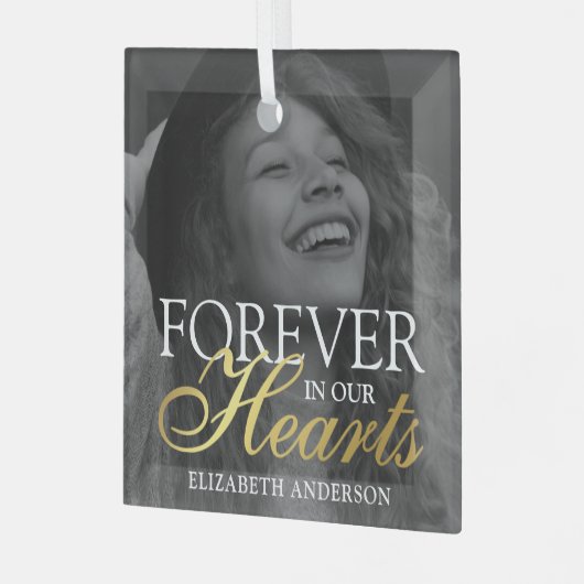 Elegant Photo Memorial Kerstmis Glas Ornament (Voorkant links)