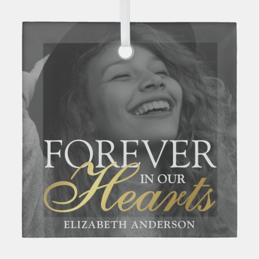 Elegant Photo Memorial Kerstmis Glas Ornament (Voorkant)