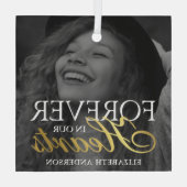 Elegant Photo Memorial Kerstmis Glas Ornament (Achterkant)