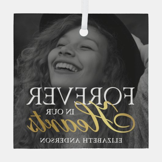 Elegant Photo Memorial Kerstmis Glas Ornament (Achterkant)