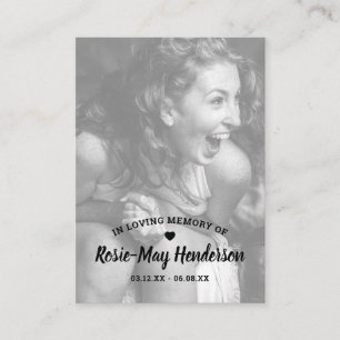 Elegant Photo Memorial Prayer Visitekaartje