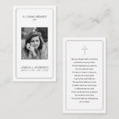 Elegant Photo Memorial Sympathy Prayer Card Visitekaartje (Voorkant / Achterkant)