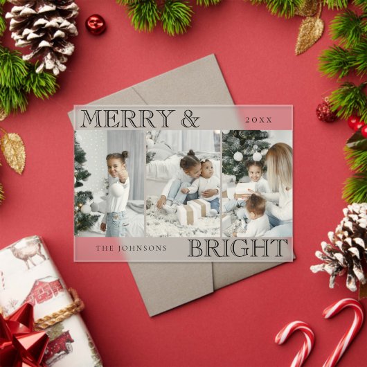 Elegant Photo | Merry and Bright Christmas Card Acryl Uitnodigingen (Insity (Feestdagen))