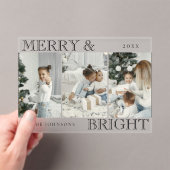 Elegant Photo | Merry and Bright Christmas Card Acryl Uitnodigingen (Insitu (Draagbaar))