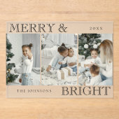 Elegant Photo | Merry and Bright Christmas Card Acryl Uitnodigingen (Voorkant)
