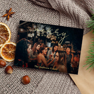 Elegant Photo Merry kerstbedekking Gold Foil Ho Folie Feestdagenkaart