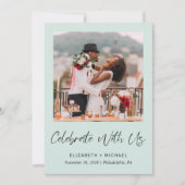 Elegant Photo Mint Wedding Reception Invitation Aankondiging (Voorkant)