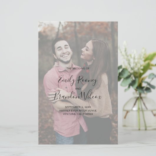 Elegant Photo Modern Wedding Program (Staand voorkant)