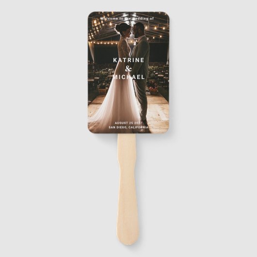 Elegant Photo Modern Wedding Program Hand Fan Handwaaier (Achterkant)