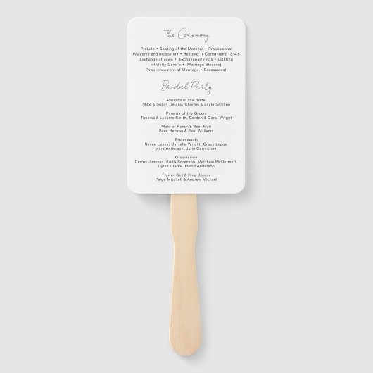 Elegant Photo Modern Wedding Program Handwaaier (Achterkant)