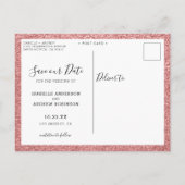 Elegant Photo Navy Blue Roos Glitter Save the Date Aankondigingskaart (Achterkant)