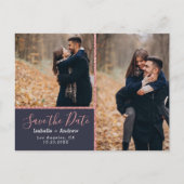 Elegant Photo Navy Blue Roos Glitter Save the Date Aankondigingskaart (Voorkant)