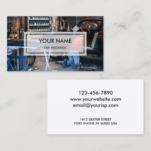 Elegant Photo Overlay | Auto-mechanisch Visitekaartje (Voorkant / Achterkant)