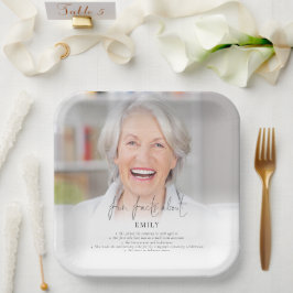 Elegant Photo Overlay Fun Facts Retirement Party Papieren Bordje
