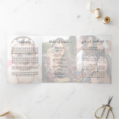 Elegant Photo Overlay Funeral Memorial Programme Drieluik Uitnodiging (Binnen)