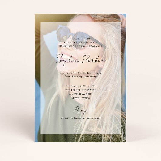 Elegant Photo Overlay | Graduation Party Kaart