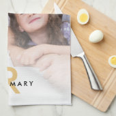 Elegant Photo Overlay Monogram Initiaal Name Theedoek (Quarter Fold)