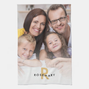 Elegant Photo Overlay Monogram Initiaal Name Theedoek