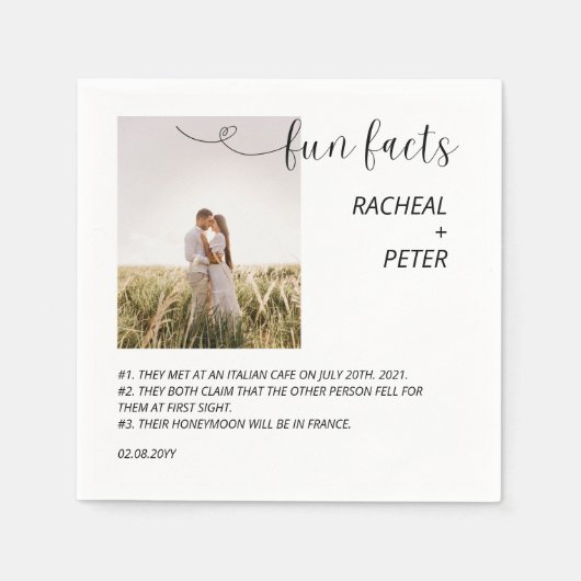 Elegant Photo Overlay Script Facts Weddenschap Servet (Voorkant)