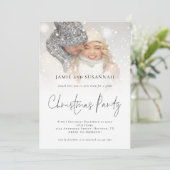 Elegant Photo Overlay Script Kerstparty Kaart (Staand voorkant)