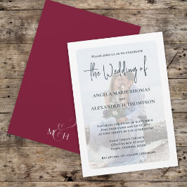 Elegant Photo Overlay Simple Trendy Burgundy Kaart