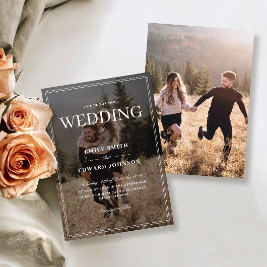 Elegant Photo Overlay Wedding Kaart