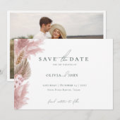 Elegant Photo Pampas Grass Wedding Save the Date  (Voorkant / Achterkant)