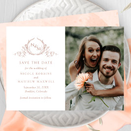 Elegant Photo Peach Monogram Weddenschap Save The Date