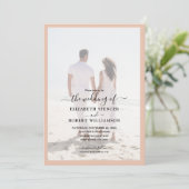 Elegant Photo Peach Wedding Kaart (Staand voorkant)