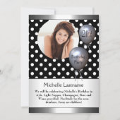 Elegant Photo Polka Dot Silver Balloon 21st Kaart (Voorkant)
