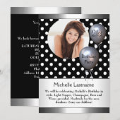 Elegant Photo Polka Dot Silver Balloon 21st Kaart (Voorkant / Achterkant)