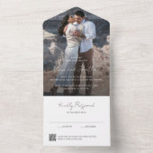 Elegant Photo QR Code Modern Wedding All In One Uitnodiging (Binnen)