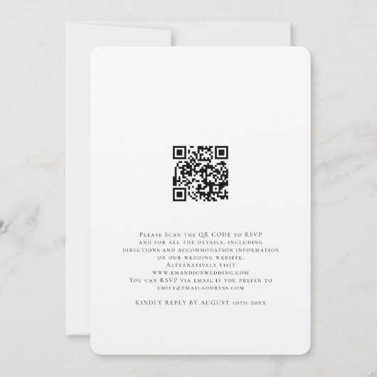Elegant Photo QR Code Weddenschap Kaart (Achterkant)