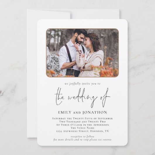 Elegant Photo QR Code Weddenschap Kaart (Voorkant)