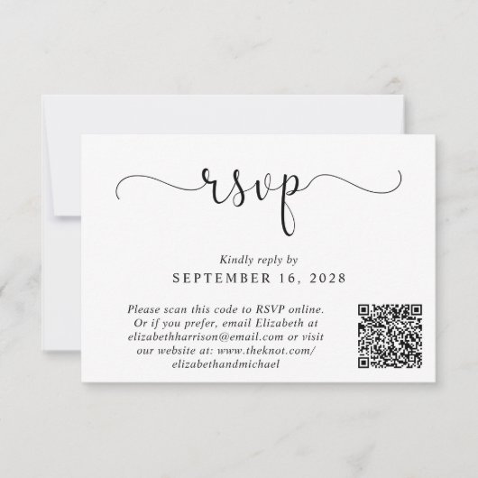 Elegant Photo QR Code Weddenschap RSVP Kaartje (Voorkant)