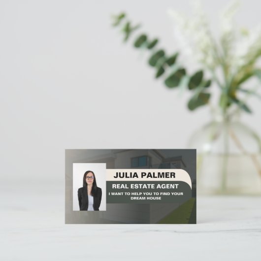 Elegant Photo Real Estate Agent Visitekaartje (Staand voorkant)