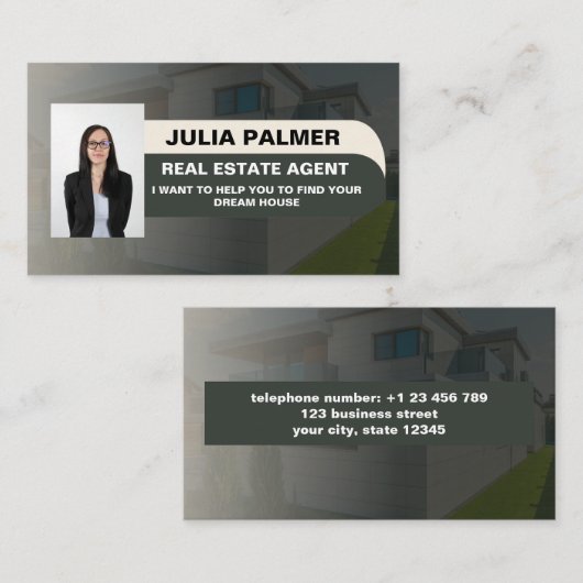 Elegant Photo Real Estate Agent Visitekaartje (Voorkant / Achterkant)