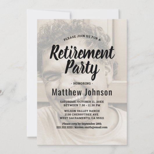 Elegant Photo Retirement Party Kaart (Voorkant)