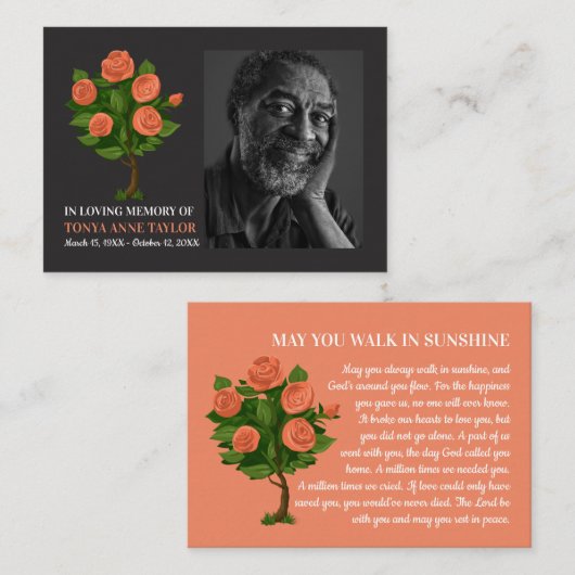 Elegant Photo, Roos Struik, Prayer Kaart Visitekaartje (Voorkant / Achterkant)