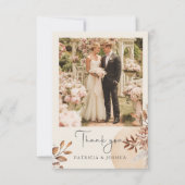 Elegant Photo Rustic Autumn Wedding Thank You Card Bedankkaart (Voorkant)