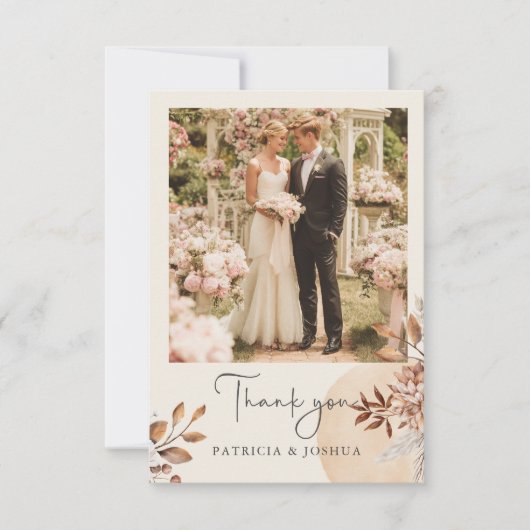 Elegant Photo Rustic Autumn Wedding Thank You Card Bedankkaart (Voorkant)