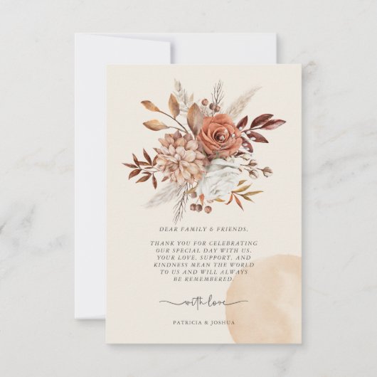 Elegant Photo Rustic Autumn Wedding Thank You Card Bedankkaart (Achterkant)