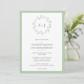 Elegant Photo Sage Green Monogram Wreater Kaart (Staand voorkant)