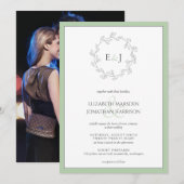 Elegant Photo Sage Green Monogram Wreater Kaart (Voorkant / Achterkant)