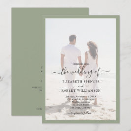 Elegant Photo Sage Green Wedding Kaart