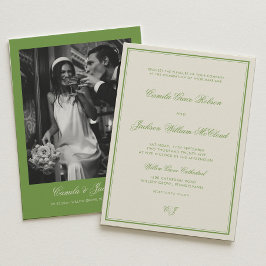 Elegant Photo Sage Green Wedding Kaart