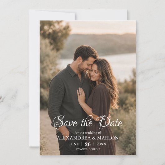 Elegant Photo Save the Date Wedding Announcement (Voorkant)