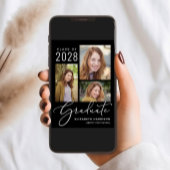 Elegant Photo Script Black Graduparty Kaart