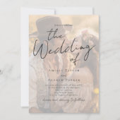 Elegant Photo Script Calligraphy QR Code Wedding Kaart (Voorkant)