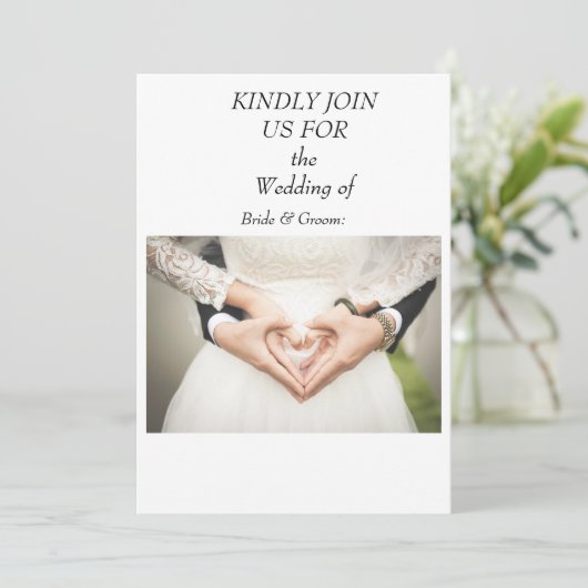 Elegant Photo Script Custom Wedding Invitation Kaart (Staand voorkant)